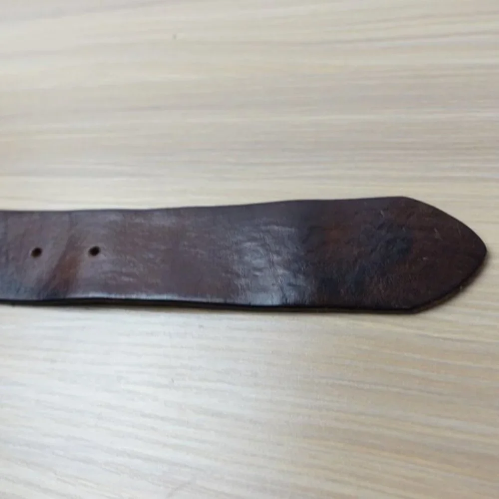 VINTAGE Cowboy Brown Leather Belt Men 46 XXL EDDIE BAUER Western Buckle USA RARE